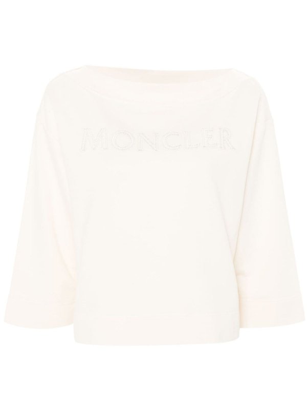 logo-appliqué boat-neck sweatshirt
