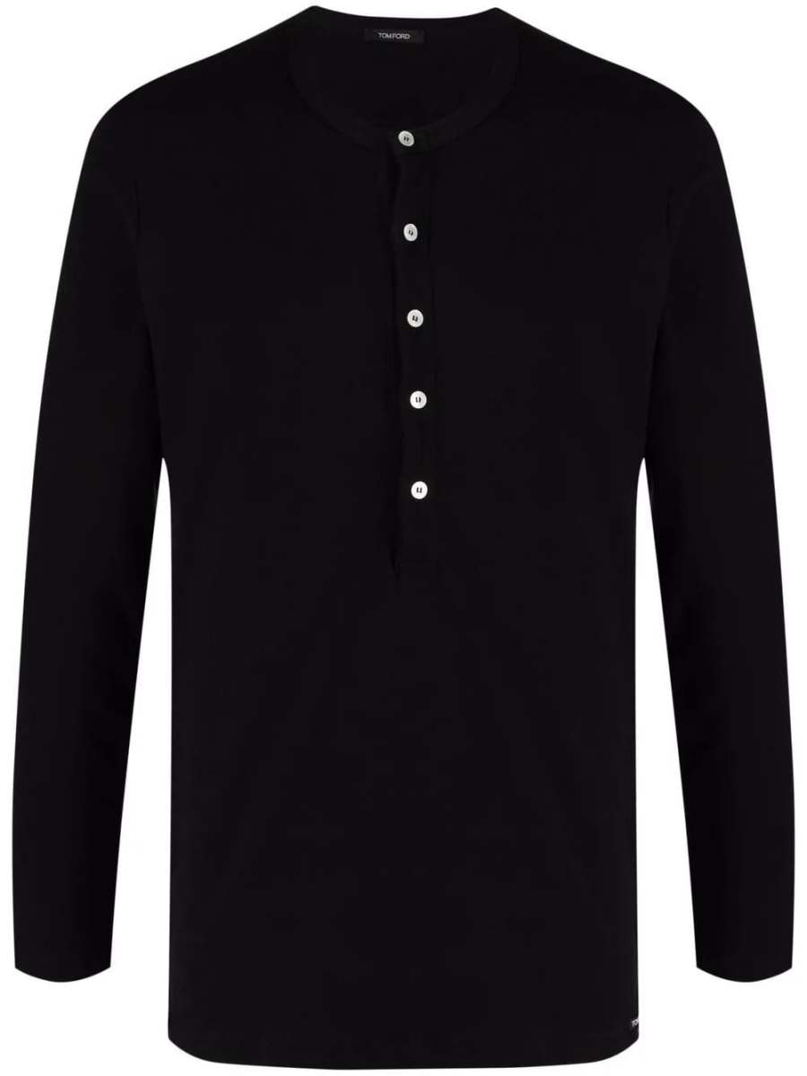 round-neck Henley T-shirt