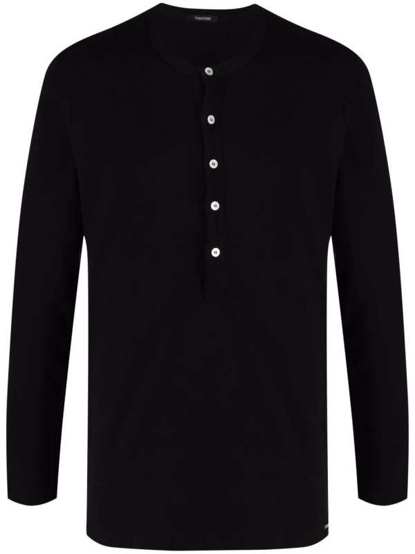 round-neck Henley T-shirt