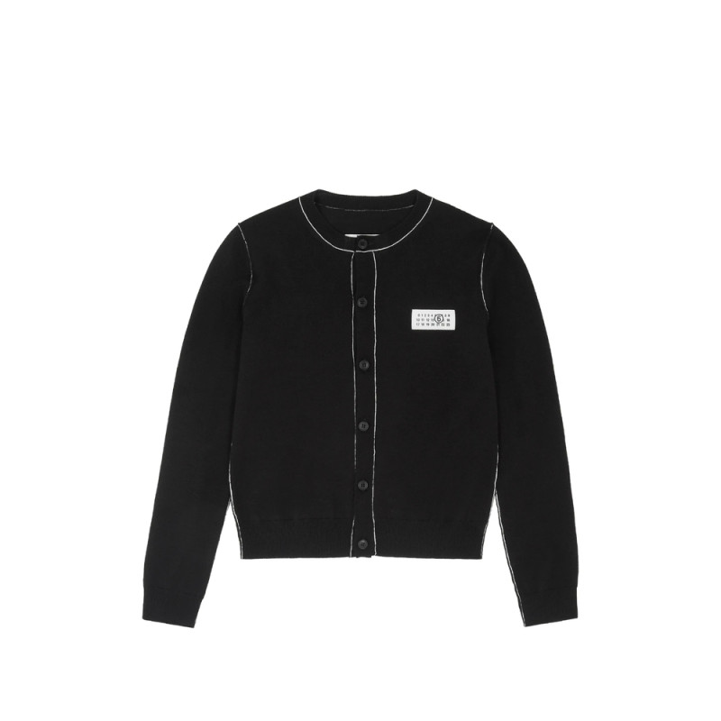 Mm6 Maison Margiela Button-front Wool Blend Knit Cardigan