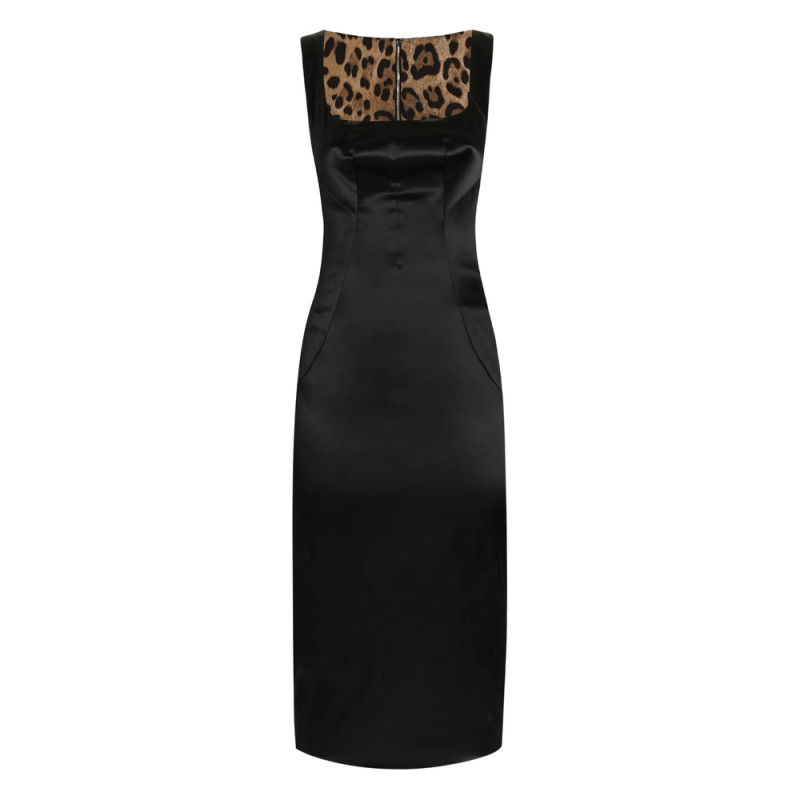 Dolce & Gabbana Square-neck Satin Midi Dress