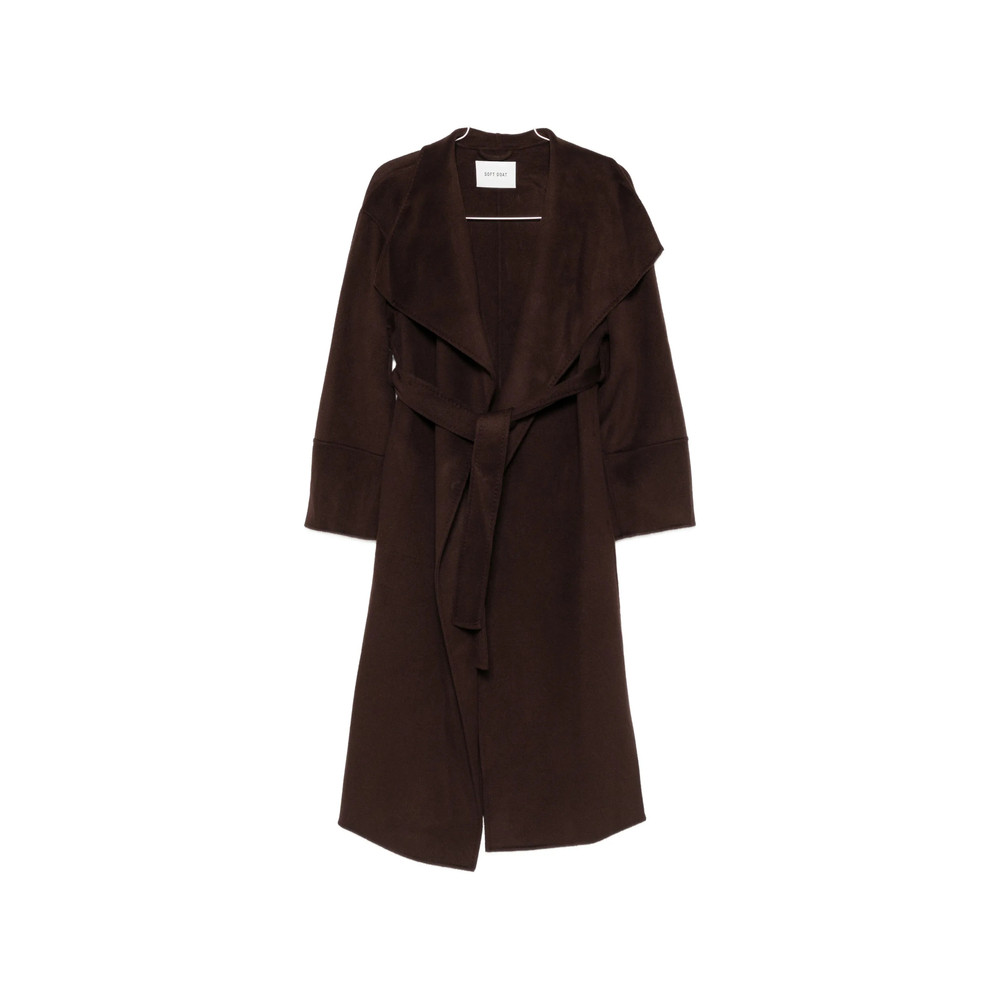 Soft Goat Belted Shawl-collar Coat