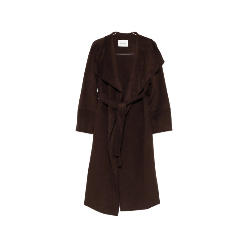 Soft Goat Belted Shawl-collar Coat