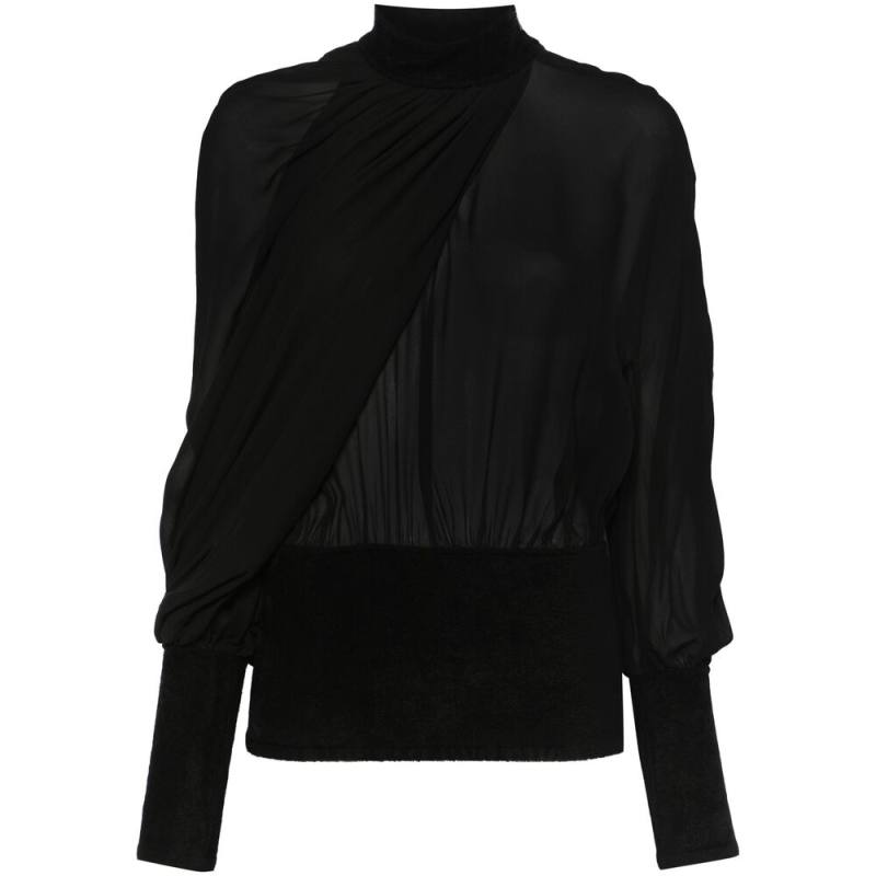 Alaïa Georgette Cape Blouse