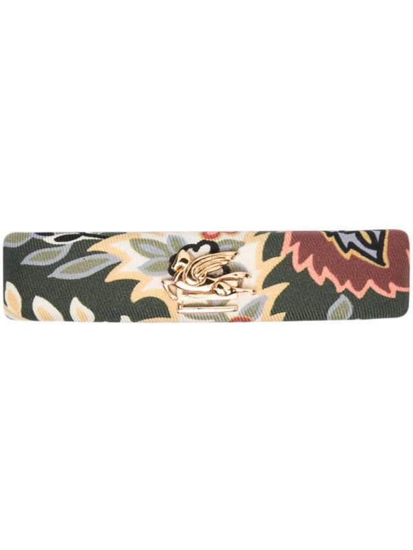 floral-print silk hair clip