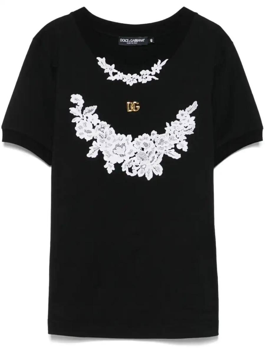 lace-detailed T-shirt