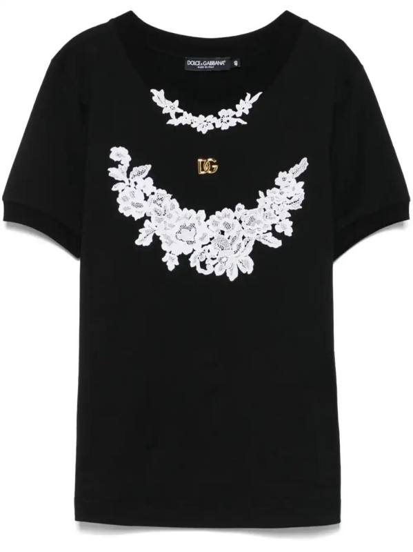 lace-detailed T-shirt