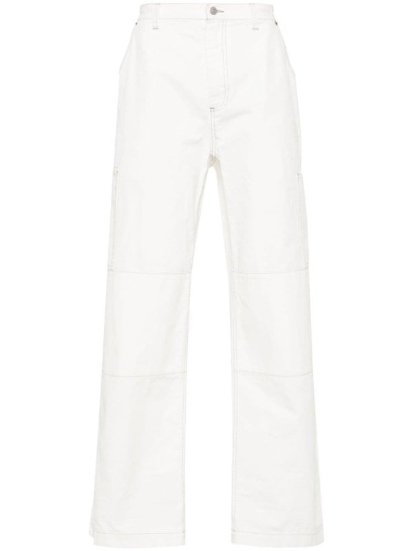 embroidered-logo straight-leg trousers