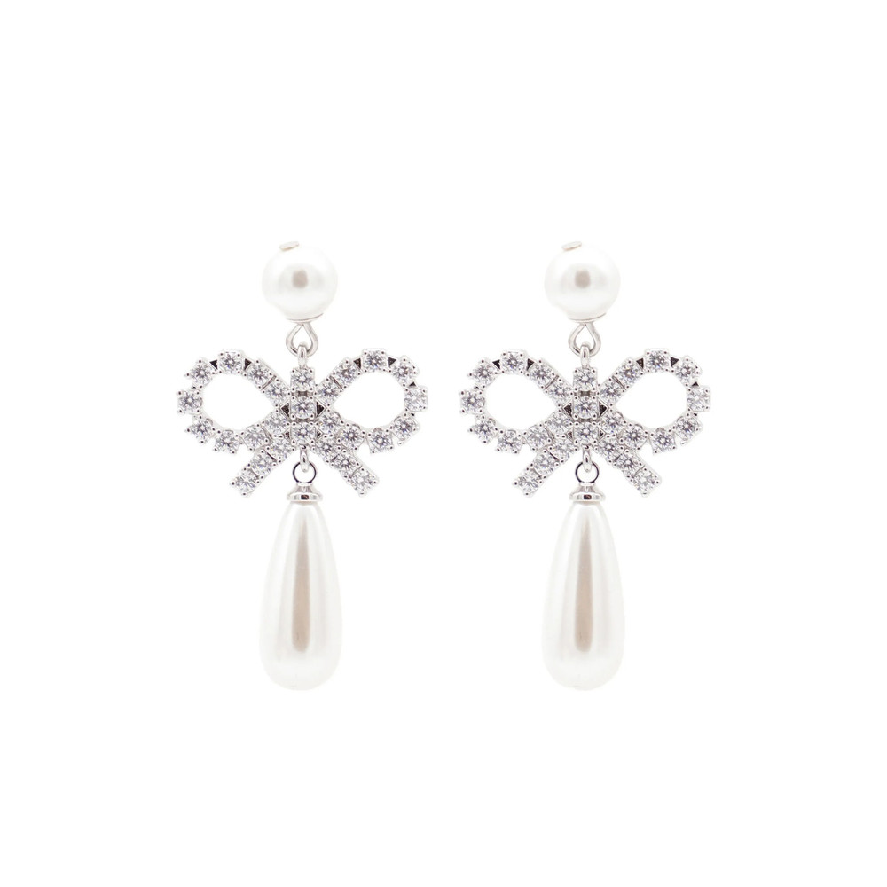 Self Portrait Bow Droplet Earrings