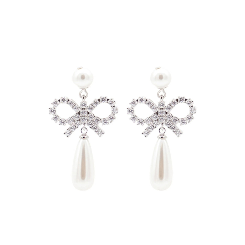Self Portrait Bow Droplet Earrings