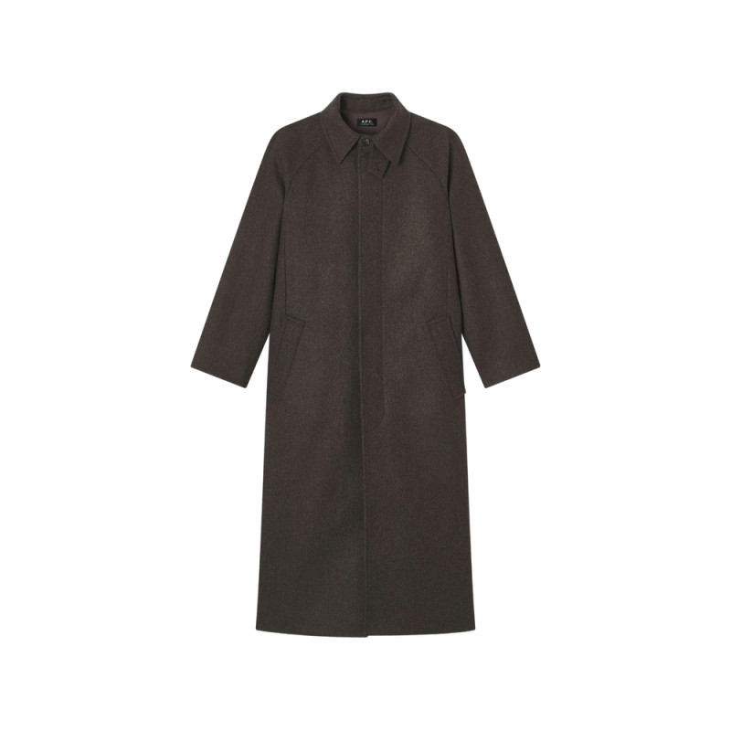 A. p.c. Loose-fit Heather Brown Mac In Recycled Wool Coat