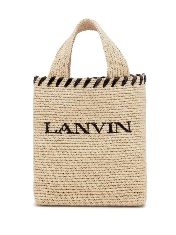 logo-motif raffia tote bag