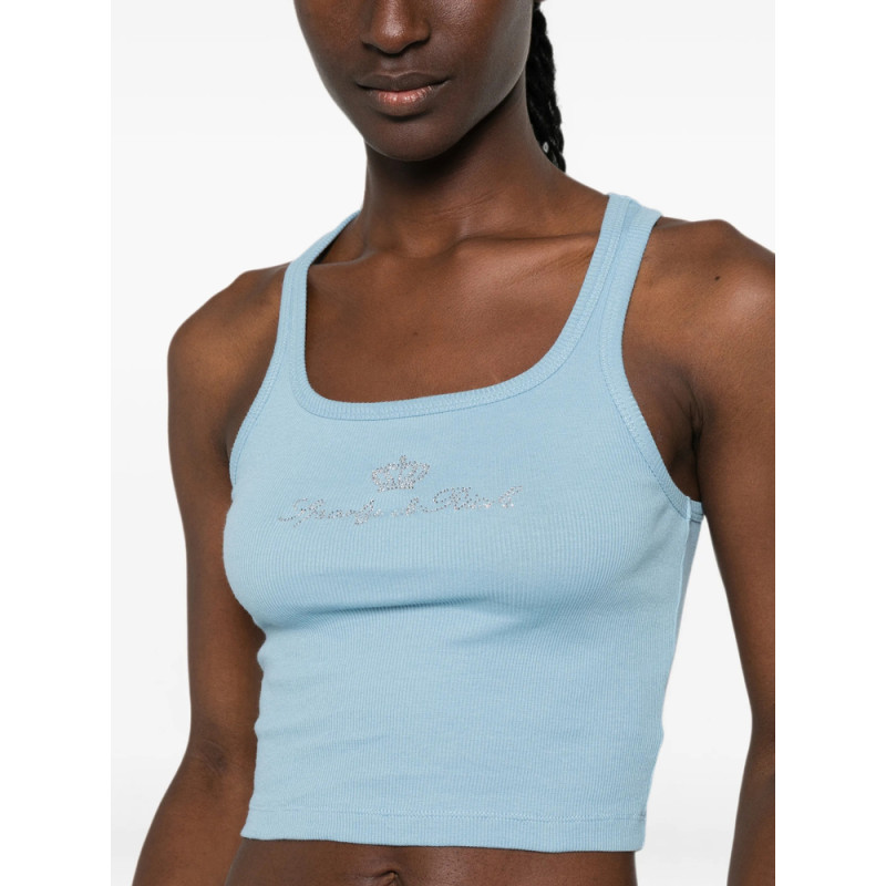 Sporty & Rich Juicy Rhinestone-logo Ribbed Tank Top