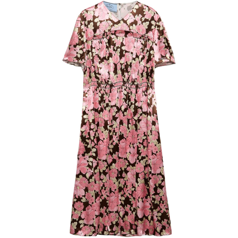 Prada Embroidered Satin Dress
