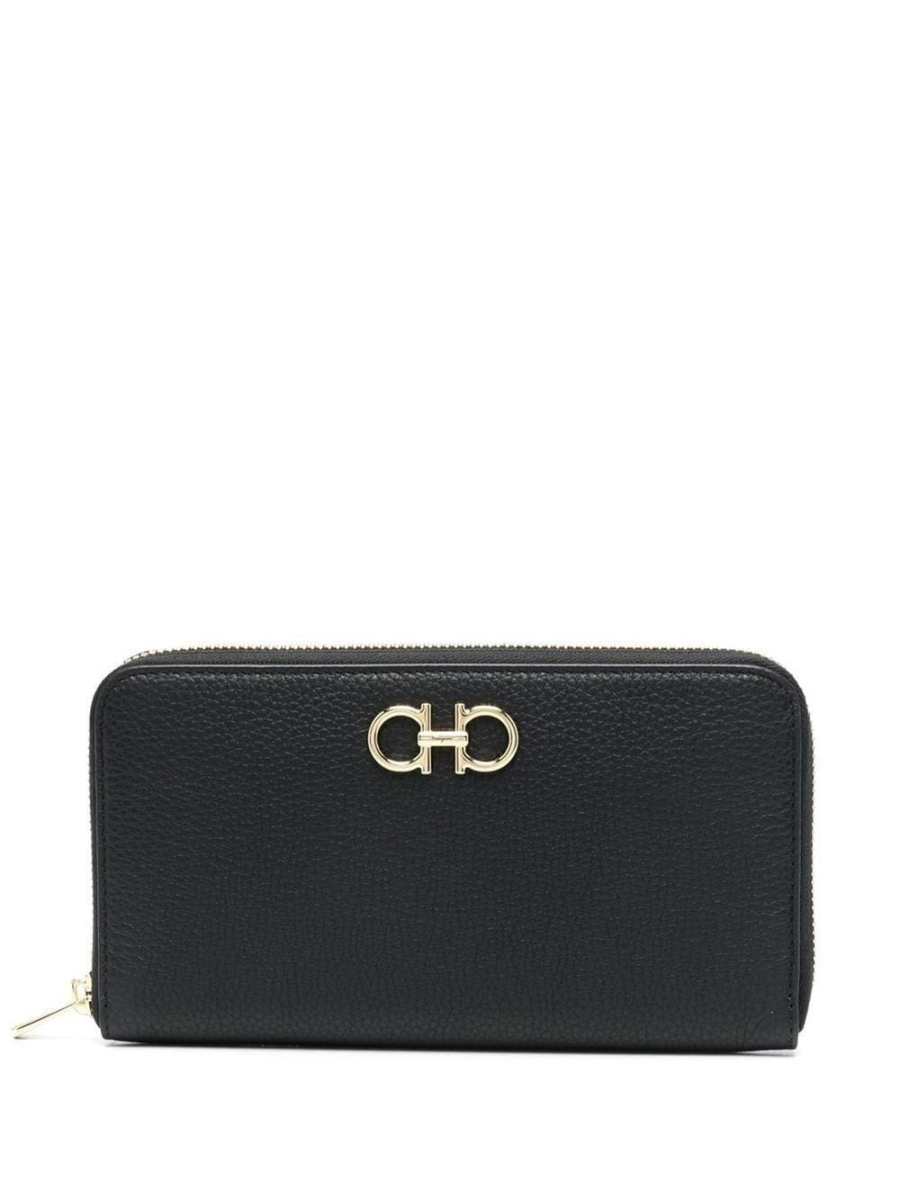 Gancini-plaque zip-up wallet