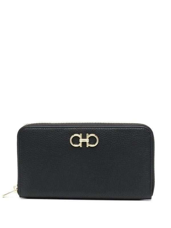 Gancini-plaque zip-up wallet
