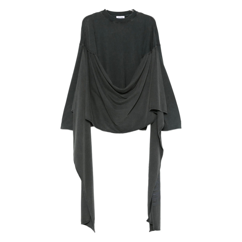 Jean Paul Gaultier Draped-neckline Long-sleeve Top