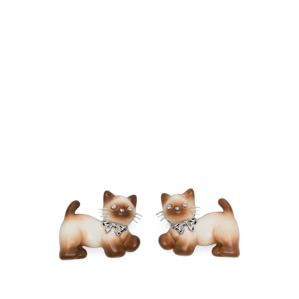 Yvmin Cat-motif Crystal-embellished Hair Clips