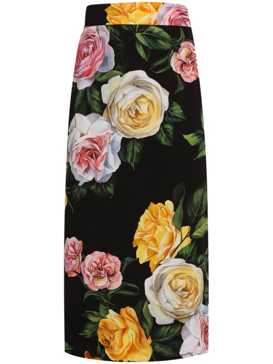 floral-print midi skirt