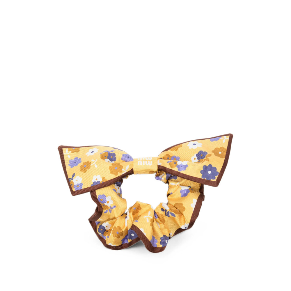 Miu Miu Floral-print Bow-detail Scrunchie