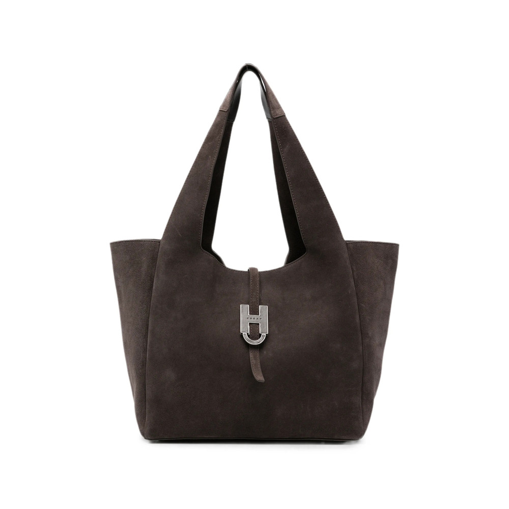 Hogan Trend Logo-plaque Suede Tote Bag