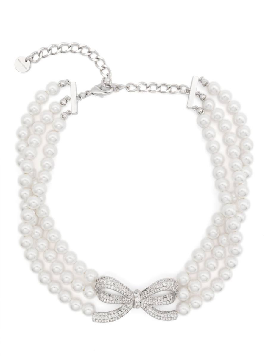 pearl bow choker necklace