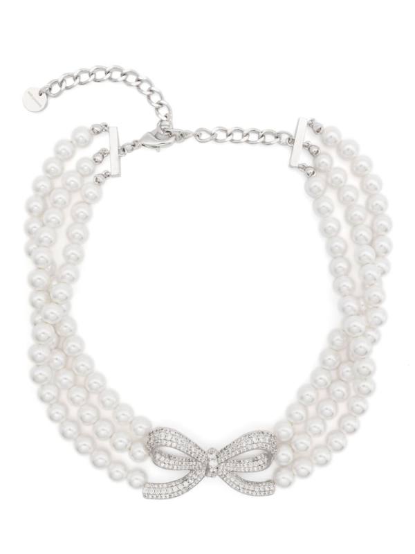 pearl bow choker necklace