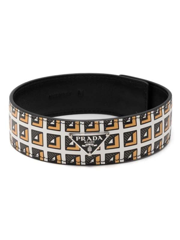 printed leather logo-plaque choker