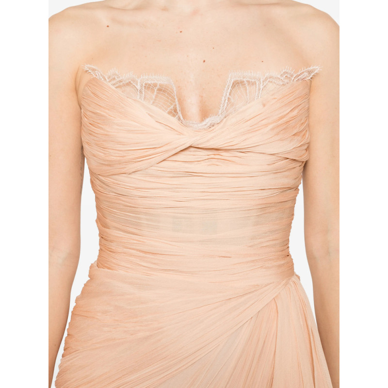 Maria Lucia Hohan Jolie Strapless Ruffled Midi Dress