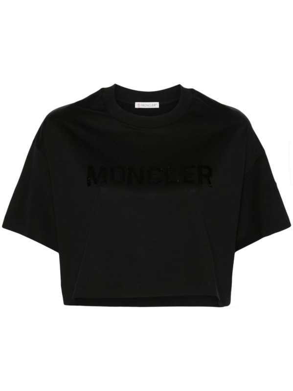 sequin-logo cropped T-shirt