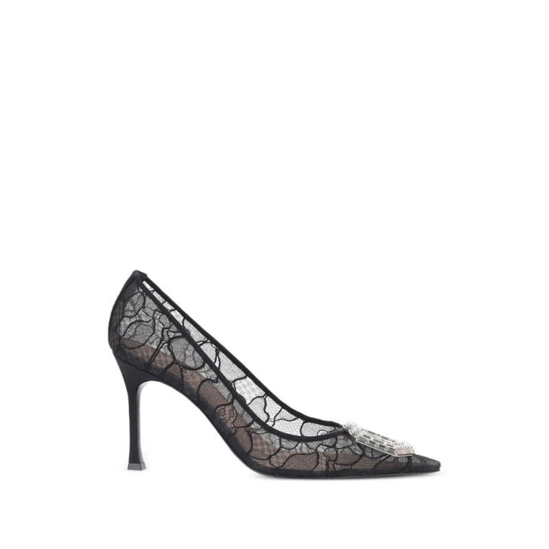 Amina Muaddi Camelia Crystal-embellished Lace Pumps