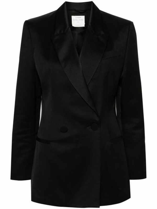 double-breasted satin blazer