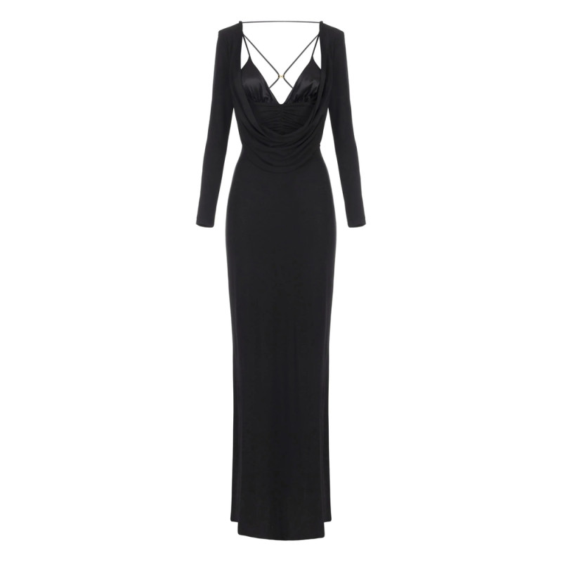 Elisabetta Franchi Draped Long-sleeve Dress