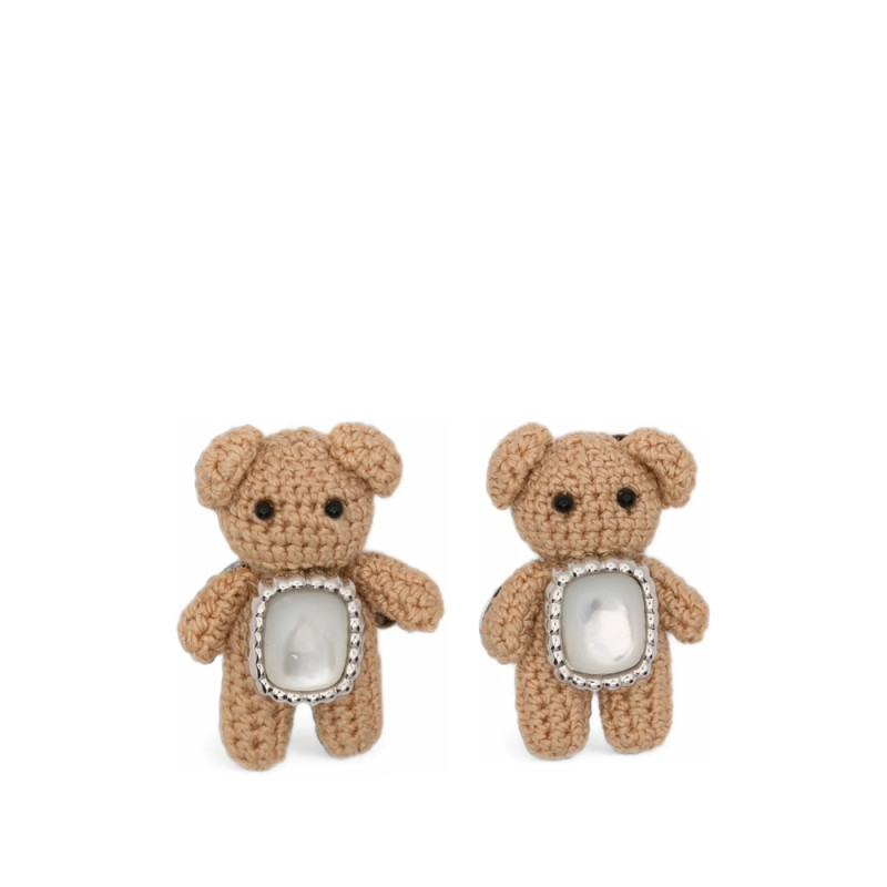 Yvmin Woven Mini Bear Mother-of-pearl Earrings