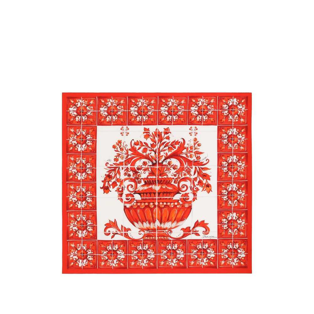 Dolce & Gabbana 90X90 Majolica-print Silk Twill Scarf