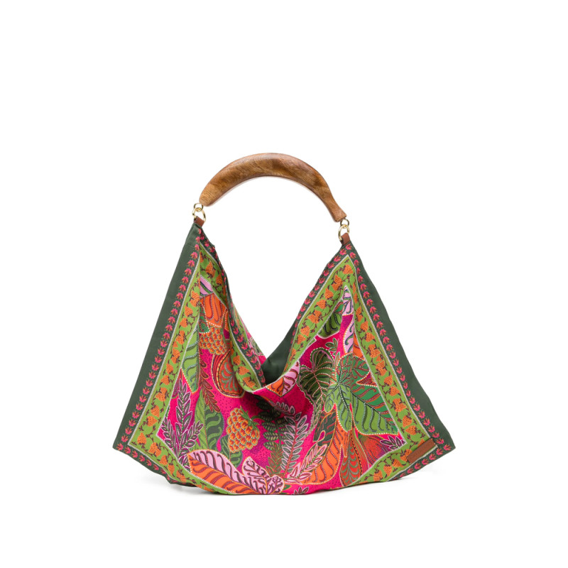 Farm Rio Wooden Handle Print Tote Bag