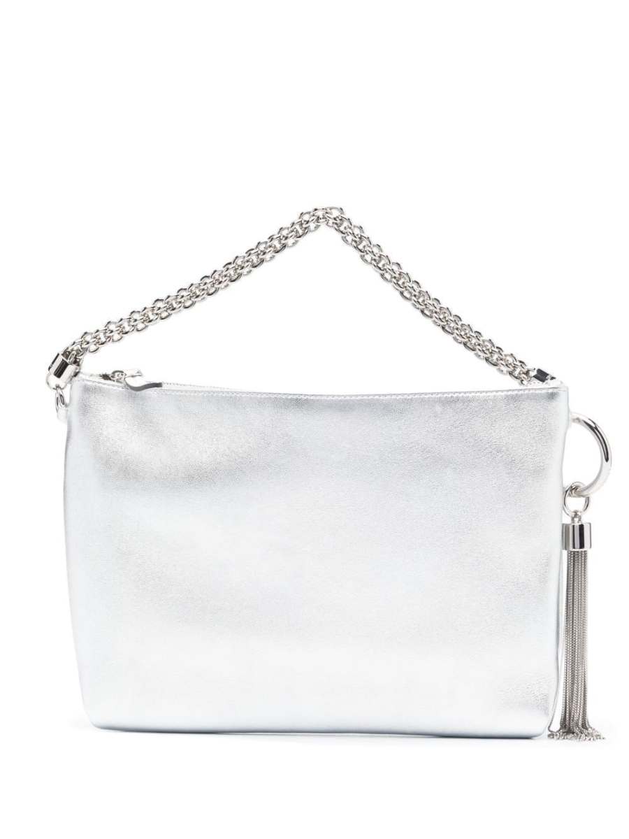 Callie metallic tassel clutch