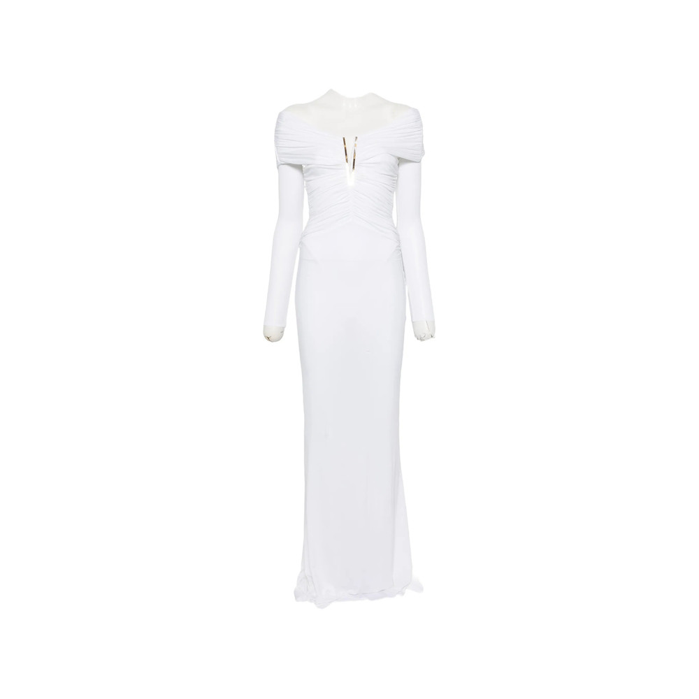 Elisabetta Franchi Off-the-shoulder Ruched Maxi Dress