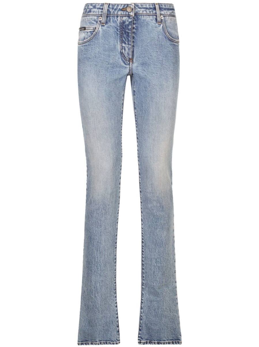 logo-patch low-rise bootcut jeans