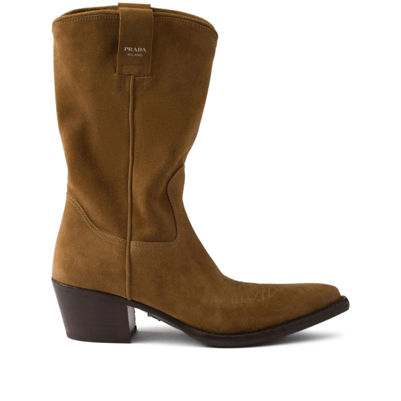 Prada Suede Western Ankle Boots