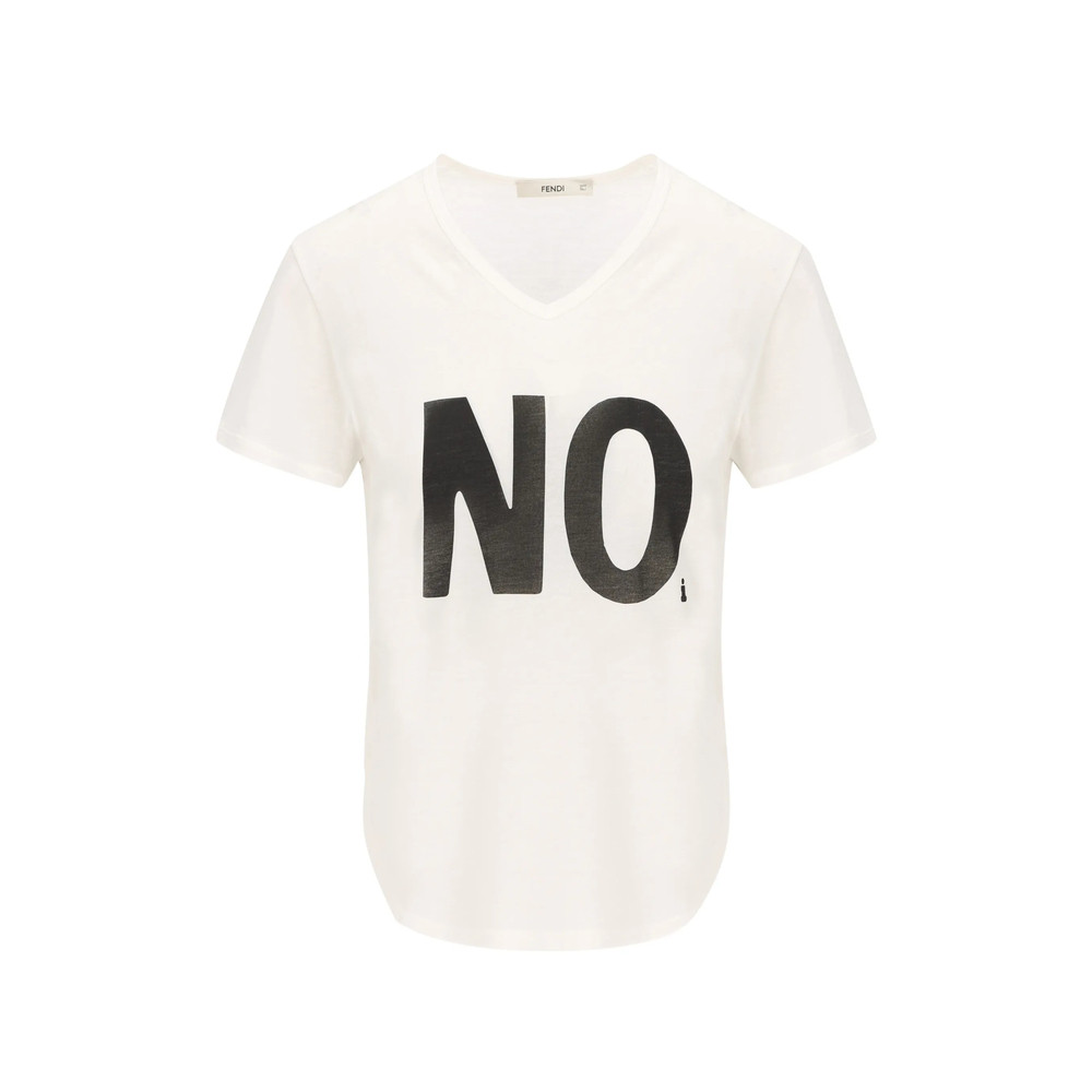 Fendi Ivory Jersey T-shirt With Noi Print