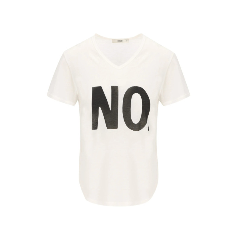 Fendi Ivory Jersey T-shirt With Noi Print