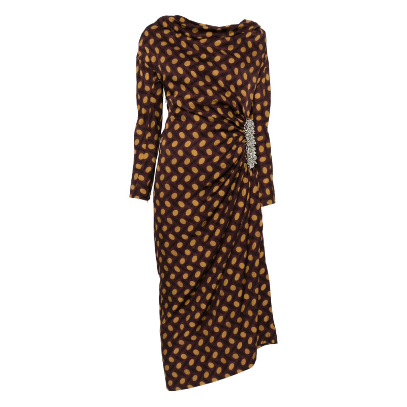 Dries Van Noten Polka-dot Draped Asymmetric Dress