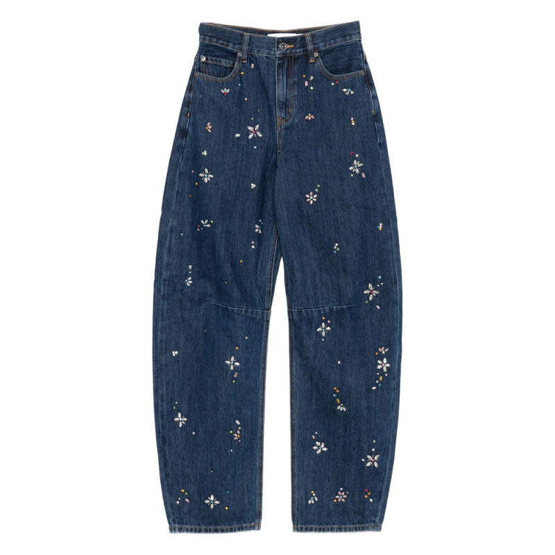 Self-portrait Crystal-flower Embellished Jeans