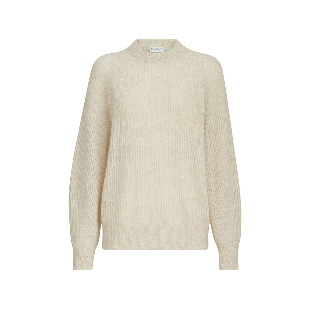 Brunello Cucinelli Mohair, Cotton And Wool Diamond Yarn English Rib Sweater