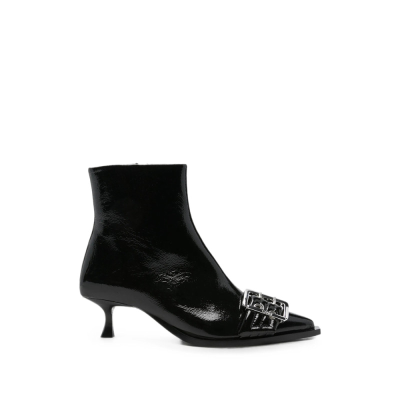 Ganni Buckle-detail Pointed-toe Ankle Boots