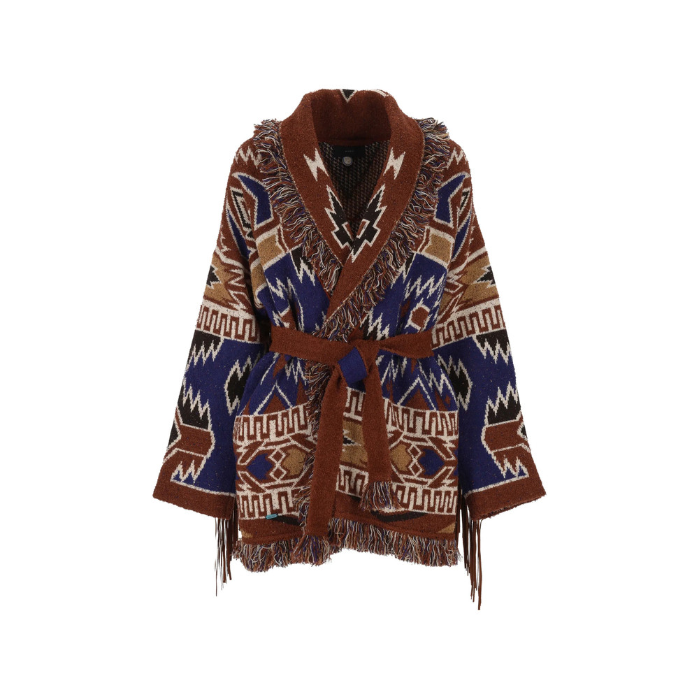 Alanui The Amazing Journey Jacquard Fringe-trimmed Cardi-coat