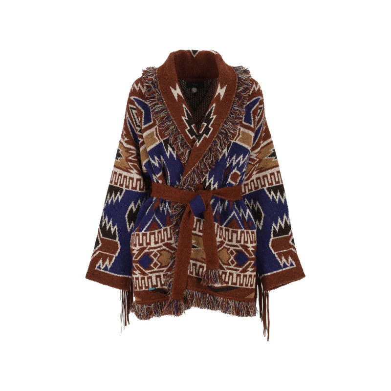 Alanui The Amazing Journey Jacquard Fringe-trimmed Cardi-coat