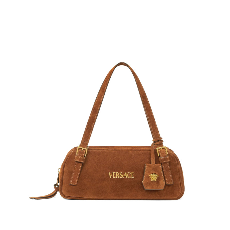 Versace VERSACE TAG SUEDE SHOULDER BAG