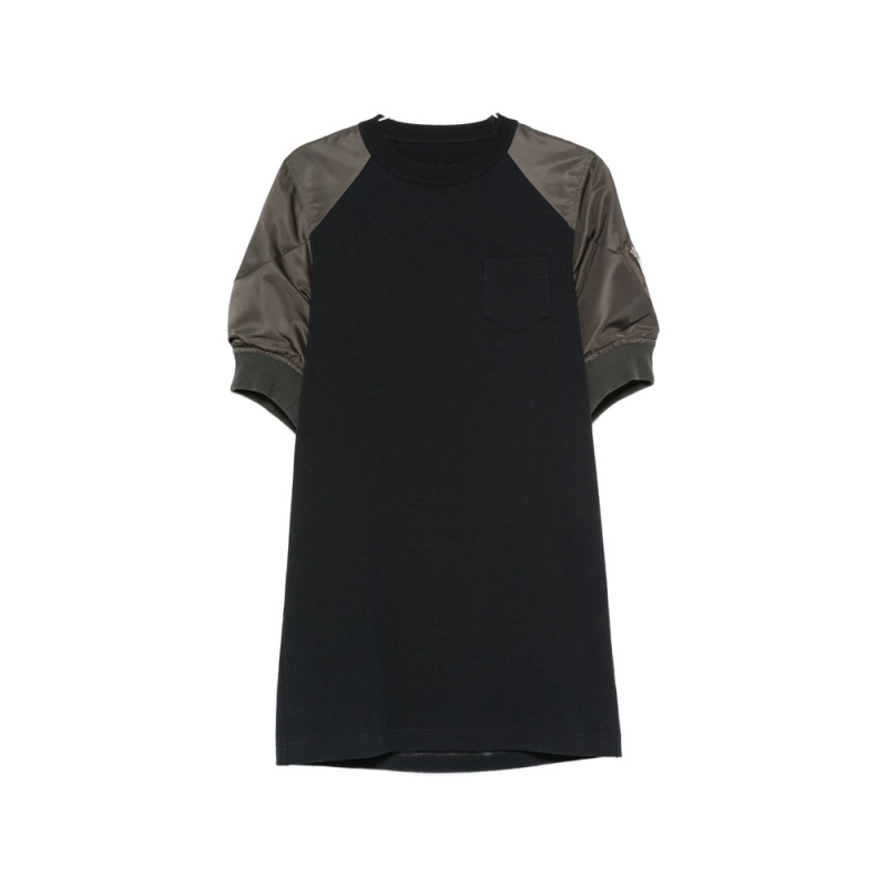 Sacai Panelled Puff-sleeve Mini T-shirt Dress
